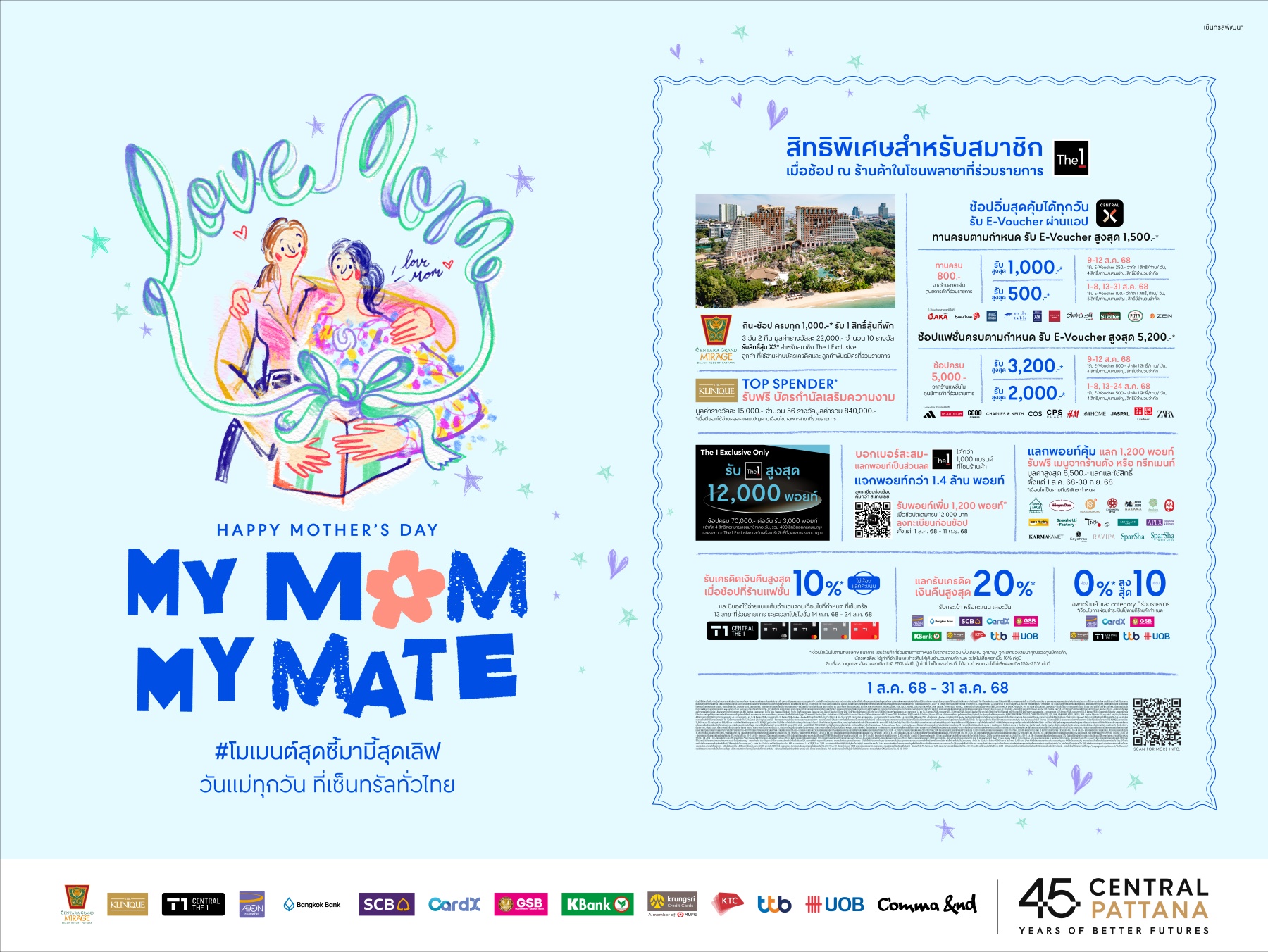 สิงหานี้ ช้อปเพลิน เดินชิล กินฟินกับแม่ “My Mom, My Mate” ดีลแรงเต็มแม็กซ์ ที่เซ็นทรัลทั่วประเทศ ลุ้นพาแม่พักฟรี Centara Grand Mirage