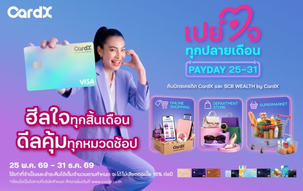 CardX จับอินไซต์ปลายเดือน ยอดใช้จ่ายพุ่งหมวดจำเป็นและออนไลน์ ส่งแคมเปญ “PAYDAY ฮีลใจทุกปลายเดือน” ช่วยมนุษย์เงินเดือนรับมือค่าครองชีพ คืนความคุ้มค่ายาวถึงสิ้นปี