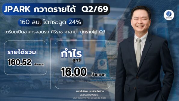JPARK กวาดรายได้ Q2/69 160 ลบ. โตกระฉูด 24% เตรียมเปิดอาคารจอดรถ ศิริราช ศาลายา บุ๊ดรายได้ Q3